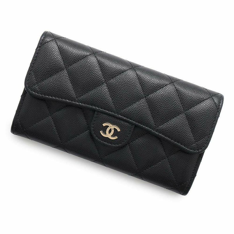 シャネル 長財布 マトラッセ ココマーク キャビアスキン AP1000 CHANEL 財布 二つ折り財布 黒