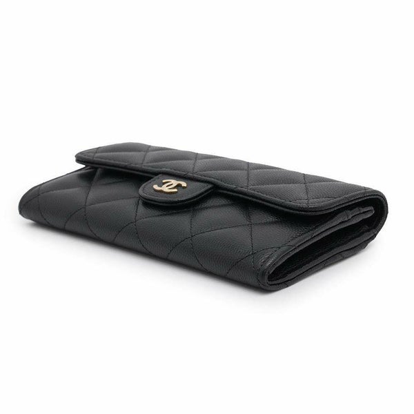 シャネル 長財布 マトラッセ ココマーク キャビアスキン AP1000 CHANEL 財布 二つ折り財布 黒