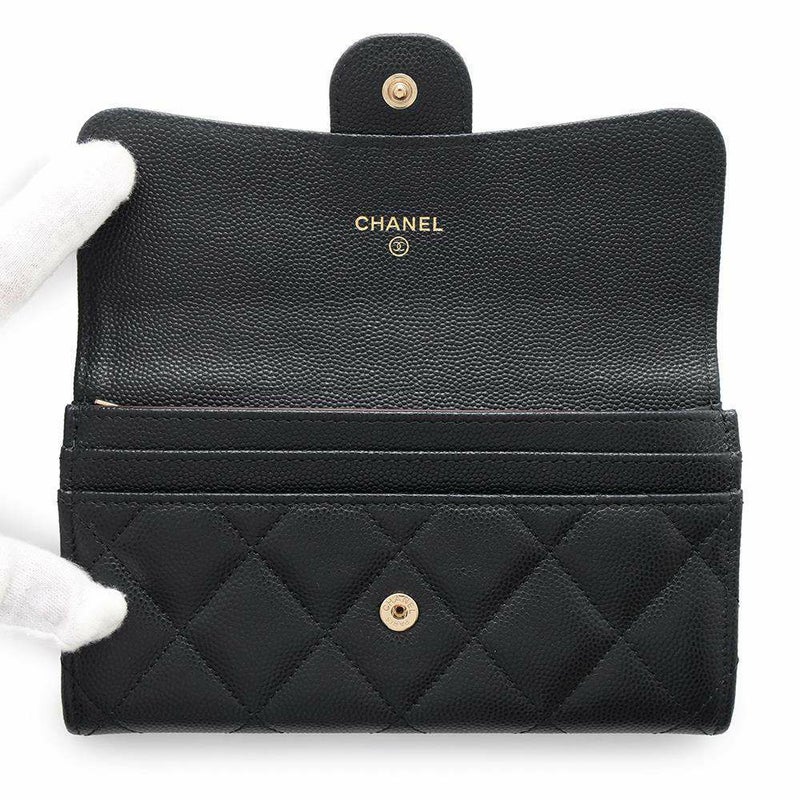 シャネル 長財布 マトラッセ ココマーク キャビアスキン AP1000 CHANEL 財布 二つ折り財布 黒