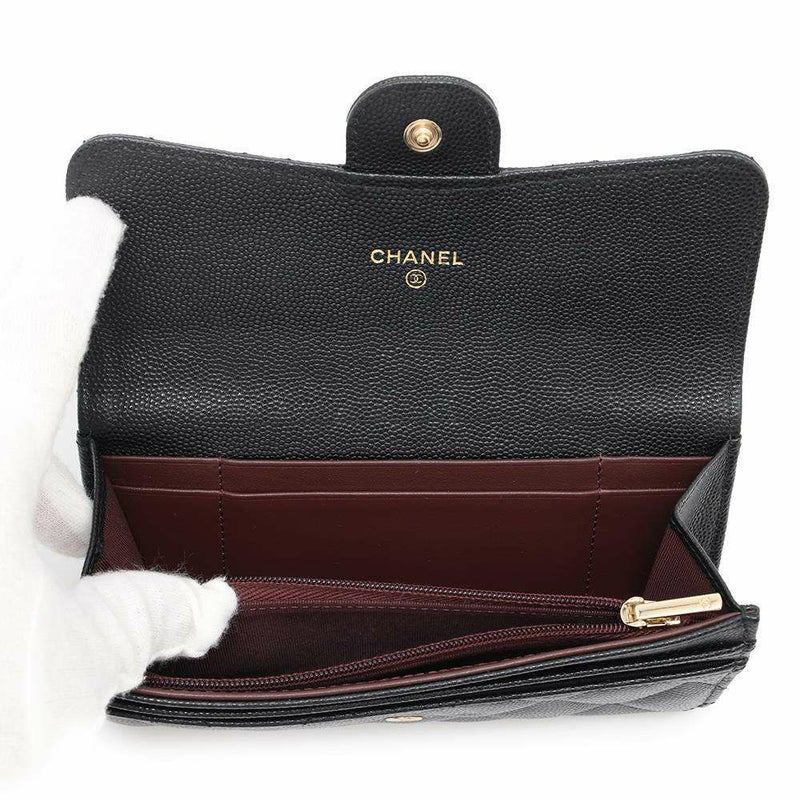 シャネル 長財布 マトラッセ ココマーク キャビアスキン AP1000 CHANEL 財布 二つ折り財布 黒