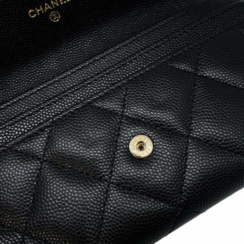 シャネル 長財布 マトラッセ ココマーク キャビアスキン AP1000 CHANEL 財布 二つ折り財布 黒
