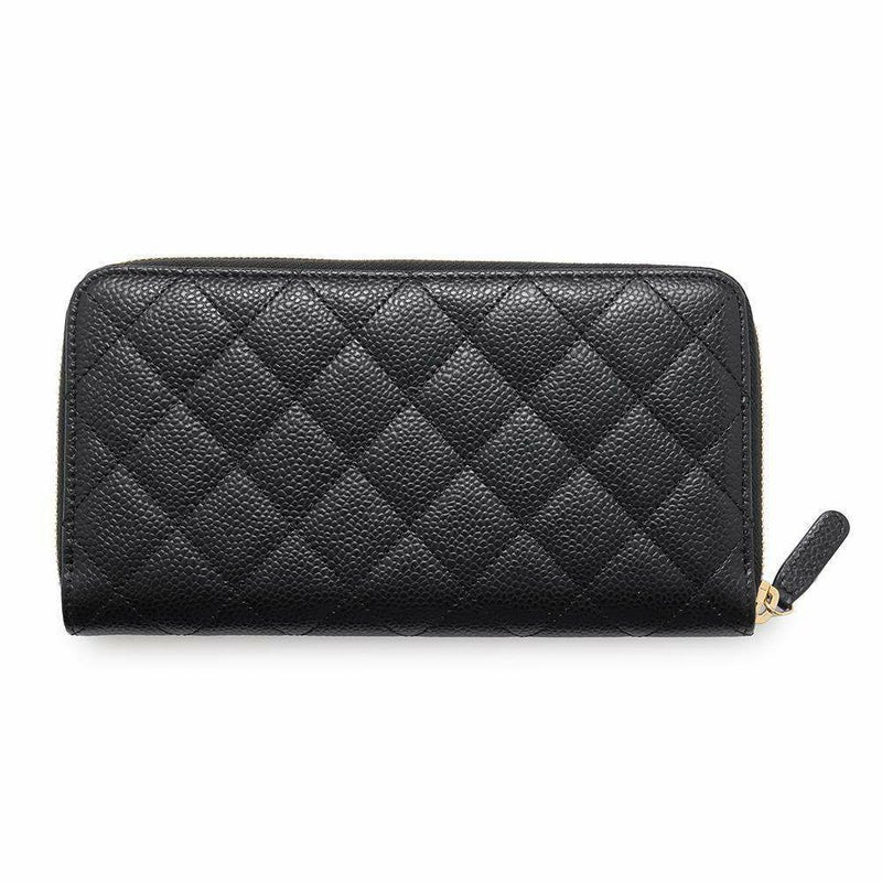 シャネル 長財布 マトラッセ クラシック ロング ジップ ウォレット ココマーク キャビアスキン A50097 CHANEL 黒