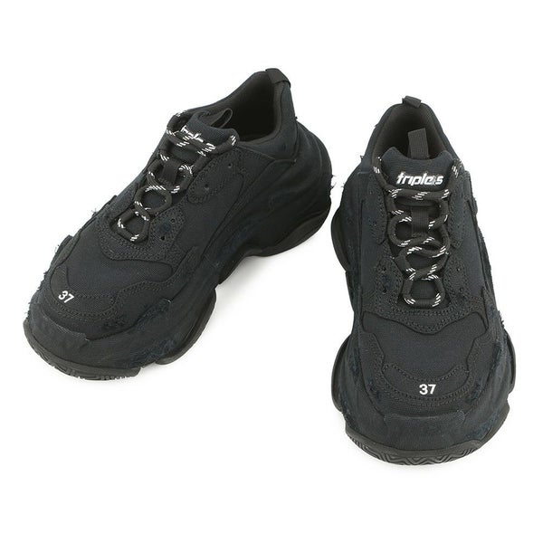 バレンシアガ スニーカー トリプルS キャンバス レディースサイズ37 524039 BALENCIAGA 靴 黒