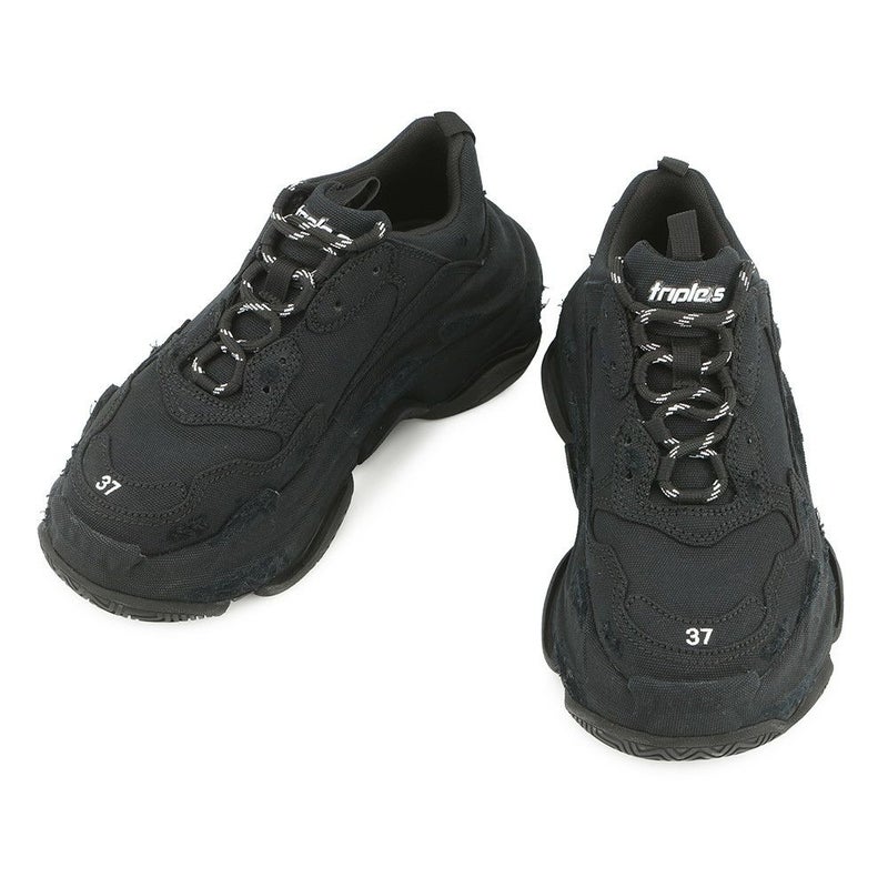 バレンシアガ スニーカー トリプルS キャンバス レディースサイズ37 524039 BALENCIAGA 靴 黒