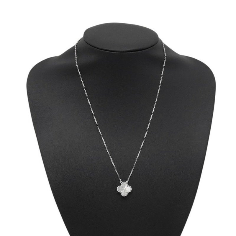 ヴァンクリーフ&アーペル ネックレス ヴィンテージ アルハンブラ ペンダント ギヨシェ K18WGホワイトゴールド VCARP9XG00