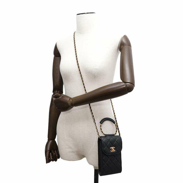 シャネル フォンホルダー マトラッセ ココマーク キャビアスキン AP1262 CHANEL 黒 チェーンショルダーバッグ