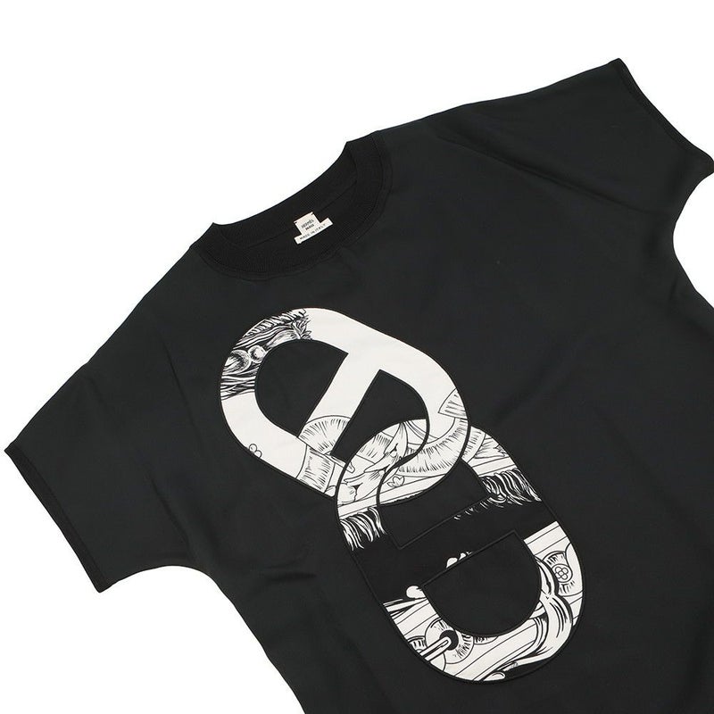 エルメス 半袖Tシャツ ツイルレーヌ シェーヌダンクル シルク レディースサイズ36 HERMES トップス 黒