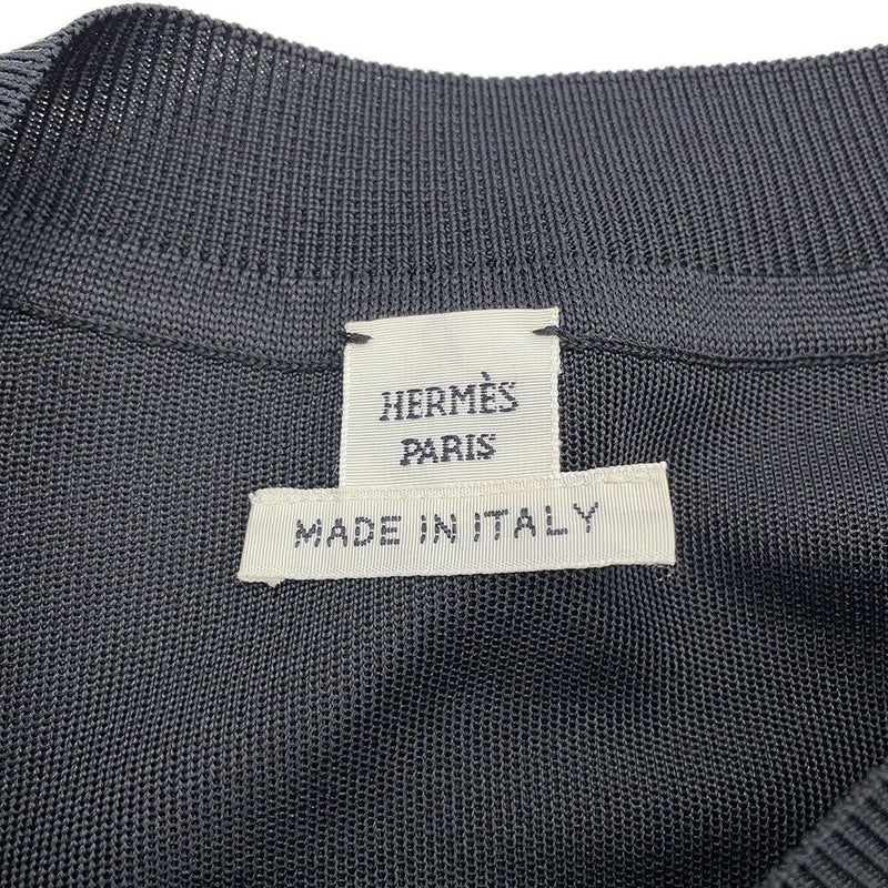 エルメス 半袖Tシャツ ツイルレーヌ シェーヌダンクル シルク レディースサイズ36 HERMES トップス 黒