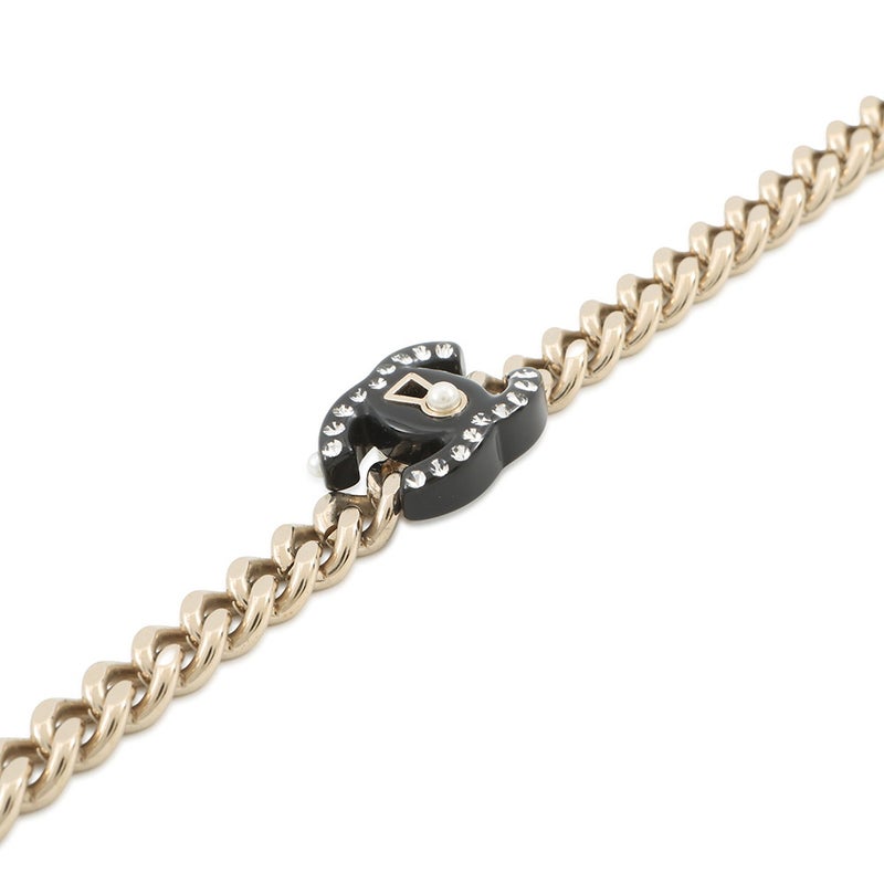 シャネル ネックレス ココマーク ロック チョーカー フェイクパール ラインストーン D22 C CHANEL アクセサリー