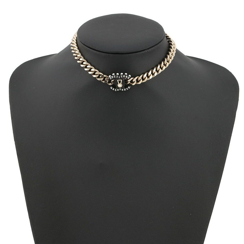 シャネル ネックレス ココマーク ロック チョーカー フェイクパール ラインストーン D22 C CHANEL アクセサリー