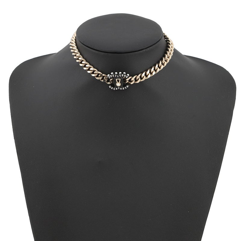 シャネル ネックレス ココマーク ロック チョーカー フェイクパール ラインストーン D22 C CHANEL アクセサリー