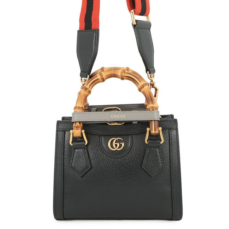 グッチ ハンドバッグ レザー ダイアナ スモール トートバッグ 702732 GUCCI バッグ 2way ショルダーバッグ バンブーハンドル 黒