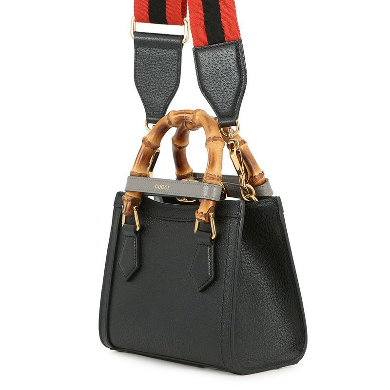 グッチ ハンドバッグ レザー ダイアナ スモール トートバッグ 702732 GUCCI バッグ 2way ショルダーバッグ バンブーハンドル 黒