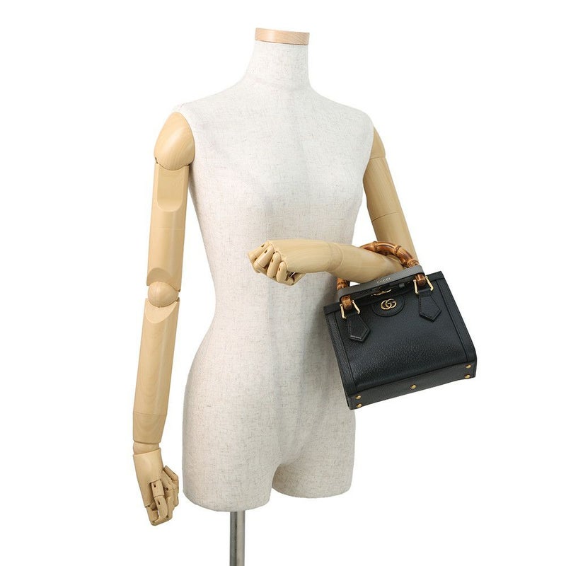 グッチ ハンドバッグ レザー ダイアナ スモール トートバッグ 702732 GUCCI バッグ 2way ショルダーバッグ バンブーハンドル 黒