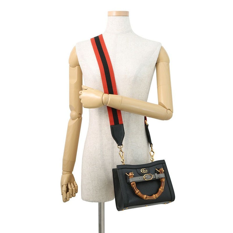 グッチ ハンドバッグ レザー ダイアナ スモール トートバッグ 702732 GUCCI バッグ 2way ショルダーバッグ バンブーハンドル 黒