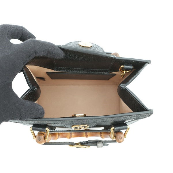 グッチ ハンドバッグ レザー ダイアナ スモール トートバッグ 702732 GUCCI バッグ 2way ショルダーバッグ バンブーハンドル 黒