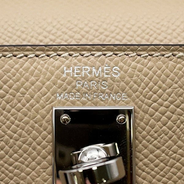 エルメス ケリー25 外縫い トリコロール トレンチ/クレ/エトゥープ/シルバー金具 エプソン K刻印 ２wayショルダー