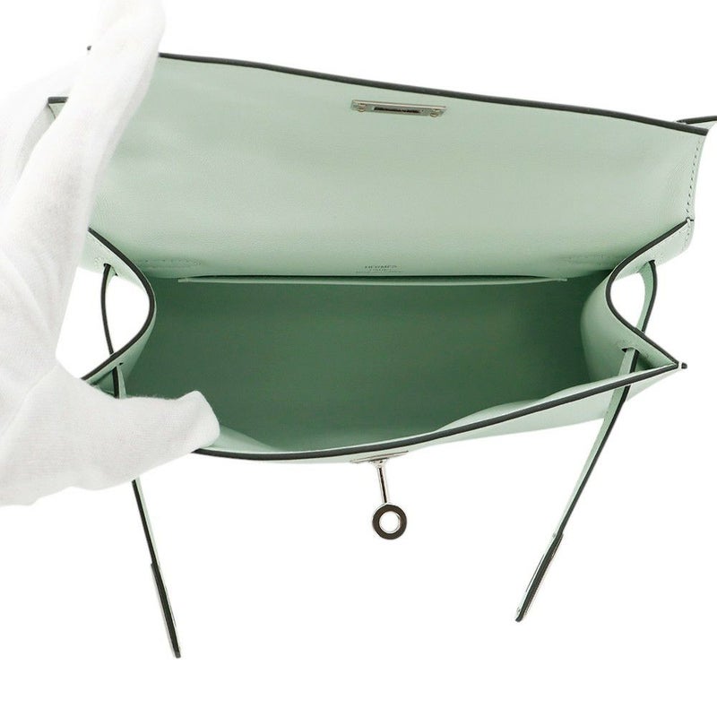 エルメス ハンドバッグ ポシェットケリー ヴェールペパーミント/シルバー金具 スイフト w刻印