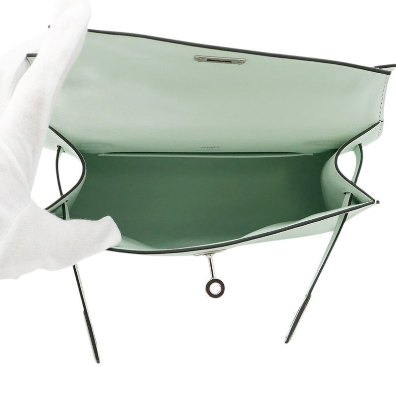 エルメス ハンドバッグ ポシェットケリー ヴェールペパーミント/シルバー金具 スイフト w刻印