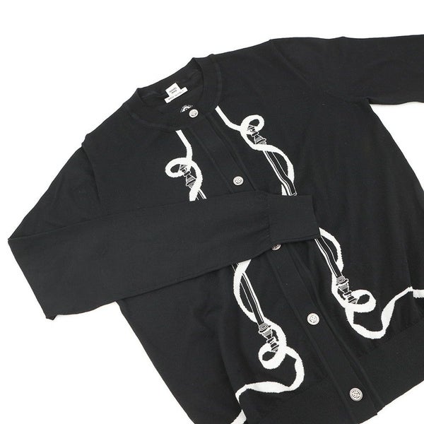 エルメス カーディガン ロングスリーブ フェロヌリー モチーフ レディースサイズ36 HERMES トップス 黒