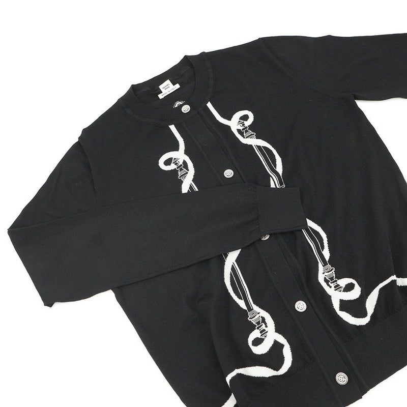 エルメス カーディガン ロングスリーブ フェロヌリー モチーフ レディースサイズ36 HERMES トップス 黒