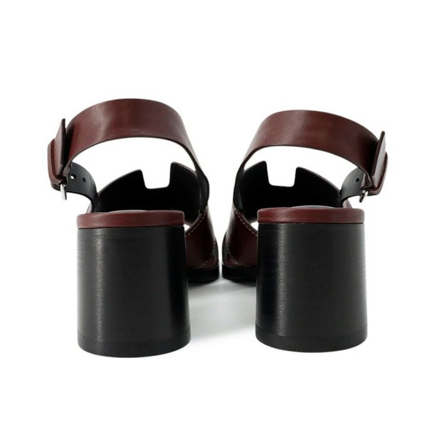 エルメス サンダル エルベ60 ボルドー/シルバー金具 ボックスカーフ レディースサイズ38 HERMES 靴