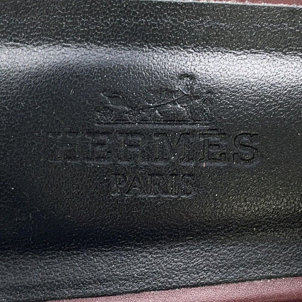 エルメス サンダル エルベ60 ボルドー/シルバー金具 ボックスカーフ レディースサイズ38 HERMES 靴