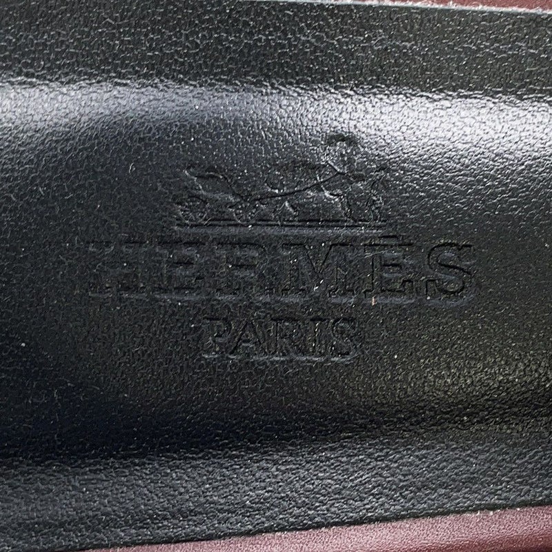 エルメス サンダル エルベ60 ボルドー/シルバー金具 ボックスカーフ レディースサイズ38 HERMES 靴
