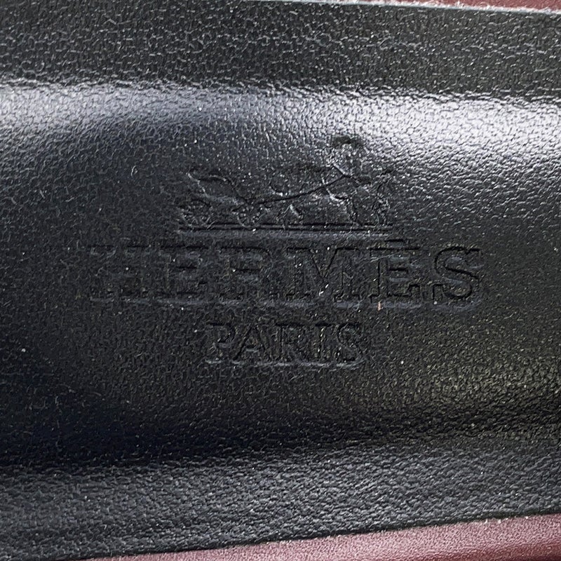 エルメス サンダル エルベ60 ボルドー/シルバー金具 ボックスカーフ レディースサイズ38 HERMES 靴