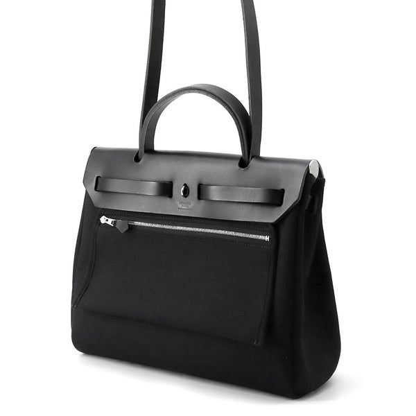 エルメス エールバッグジップPM ルトゥルネ ブラック/シルバー金具 トワルミリタリー/ヴァッシュハンター W刻印 ２way 黒