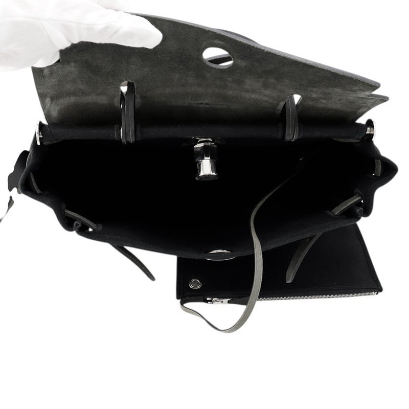 エルメス エールバッグジップPM ルトゥルネ ブラック/シルバー金具 トワルミリタリー/ヴァッシュハンター W刻印 ２way 黒