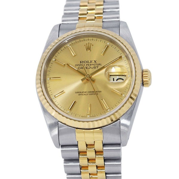 ロレックス デイトジャスト L番 SS/K18YG 16233 ROLEX 腕時計 シャンパン文字盤