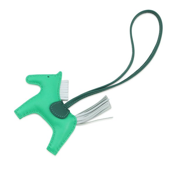 エルメス バッグチャーム ロデオPM ミント/マラカイト/ブルーブリュム ラムスキン U刻印 HERMES