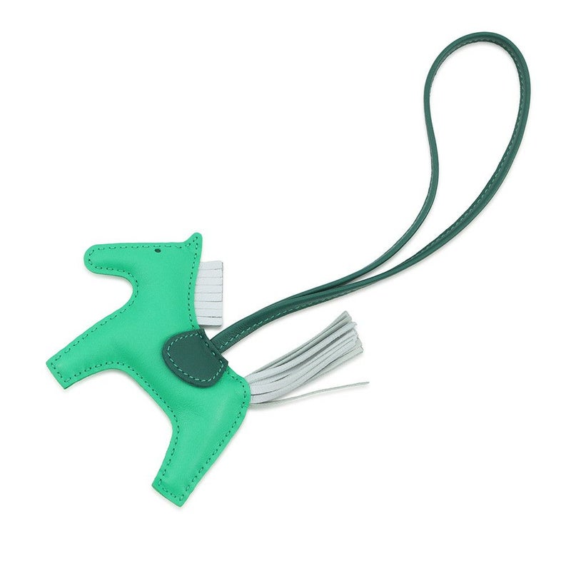 エルメス バッグチャーム ロデオPM ミント/マラカイト/ブルーブリュム ラムスキン U刻印 HERMES