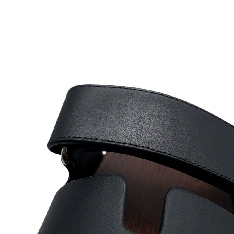 エルメス サンダル コス レザー ウッド レディースサイズ35 HERMES 靴 黒