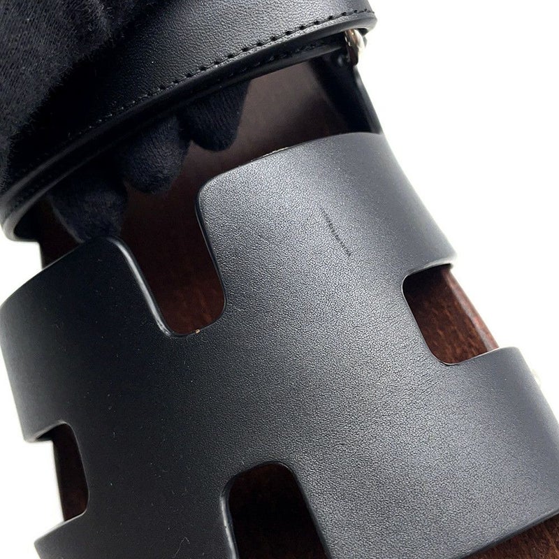 エルメス サンダル コス レザー ウッド レディースサイズ35 HERMES 靴 黒