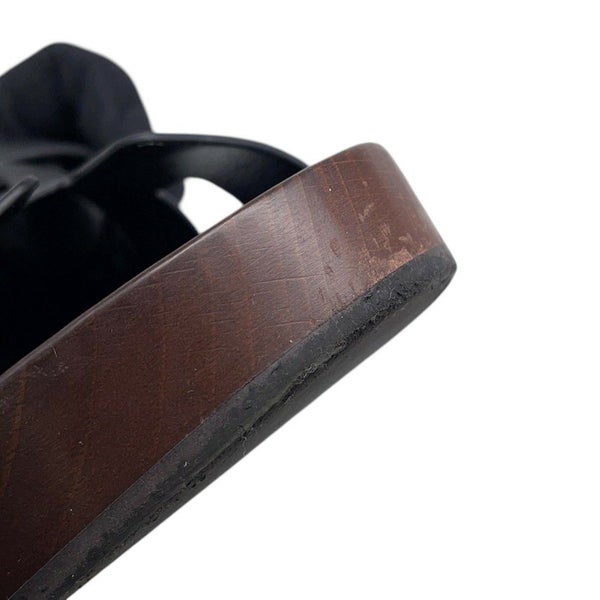 エルメス サンダル コス レザー ウッド レディースサイズ35 HERMES 靴 黒