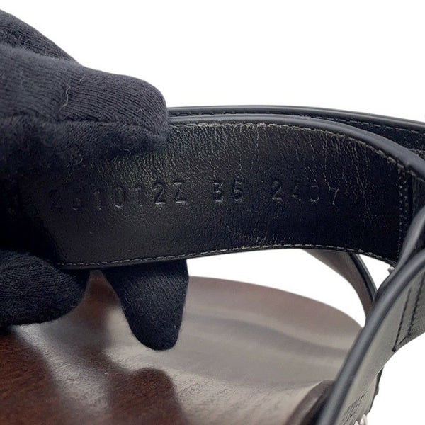 エルメス サンダル コス レザー ウッド レディースサイズ35 HERMES 靴 黒