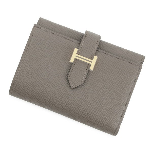エルメス 三つ折り財布 ベアンコンビネ ヴェルソ エタン/エトゥープ/ゴールド金具 エプソン K刻印 財布