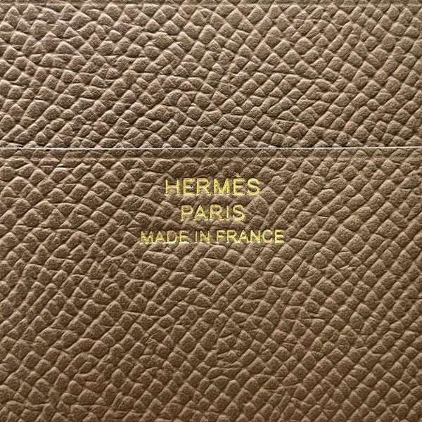 エルメス 三つ折り財布 ベアンコンビネ ヴェルソ エタン/エトゥープ/ゴールド金具 エプソン K刻印 財布