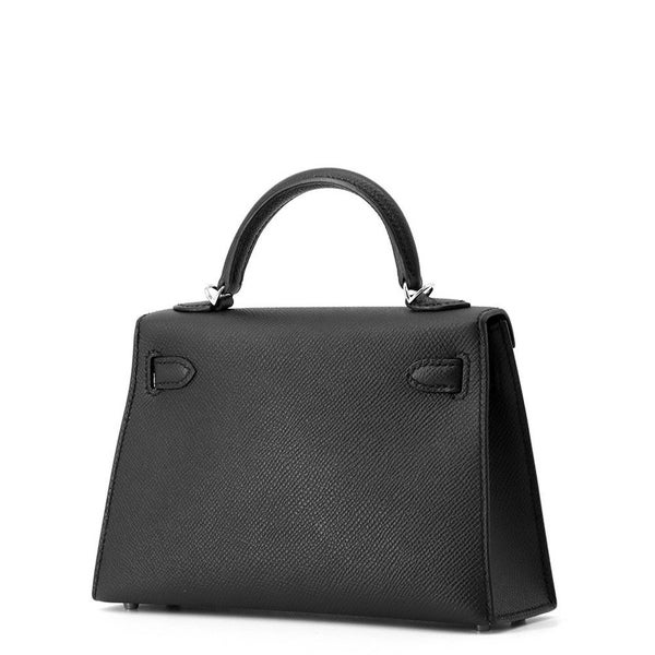 エルメス ミニケリー2 外縫い ブラック/シルバー金具 エプソン W刻印 ２wayショルダー 黒