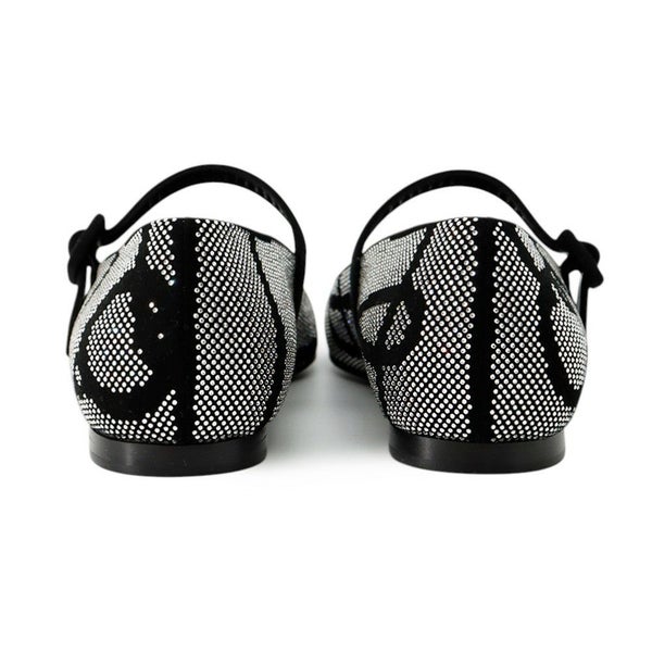 エルメス バレエシューズ ライト ラインストーン スエード レディースサイズ36 HERMES 靴 黒