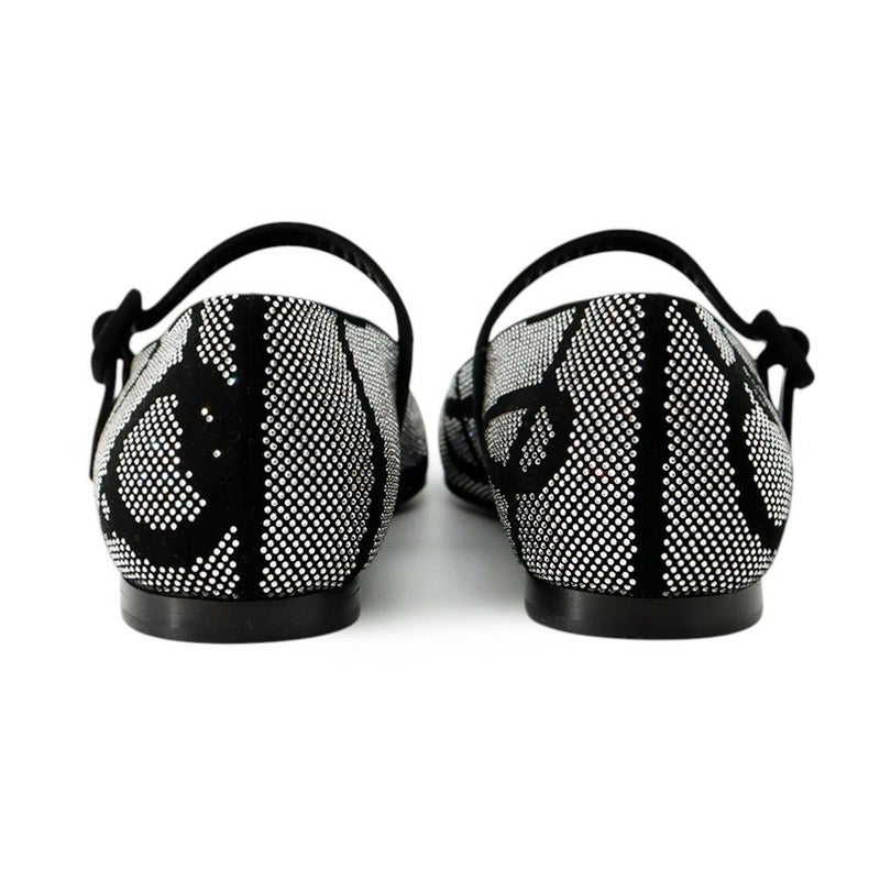 エルメス バレエシューズ ライト ラインストーン スエード レディースサイズ36 HERMES 靴 黒