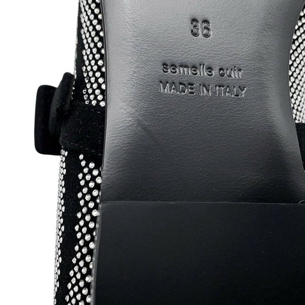 エルメス バレエシューズ ライト ラインストーン スエード レディースサイズ36 HERMES 靴 黒