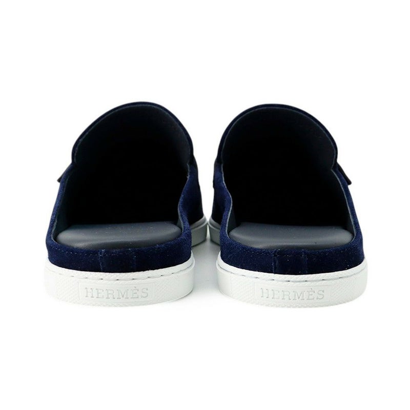 エルメス ミュール ライクリー マリン/シルバー金具 スエード/レザー メンズサイズ41 HERMES 靴