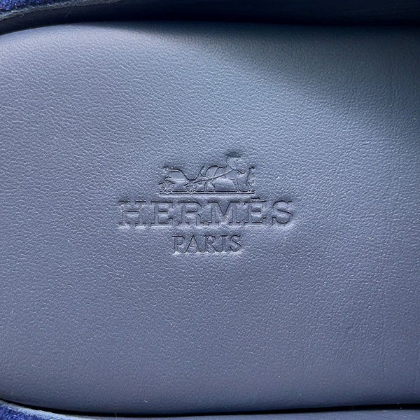 エルメス ミュール ライクリー マリン/シルバー金具 スエード/レザー メンズサイズ41 HERMES 靴