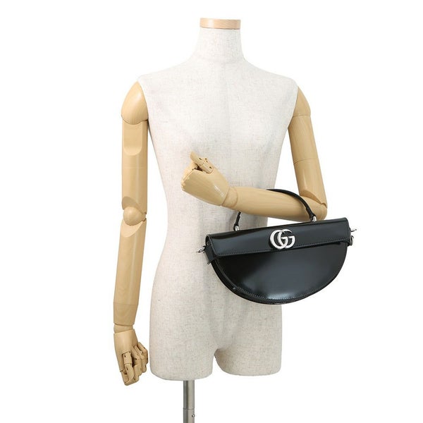 グッチ ハンドバッグ レザー GG ハーフムーン 805815 GUCCI バッグ 2way ショルダーバッグ 黒