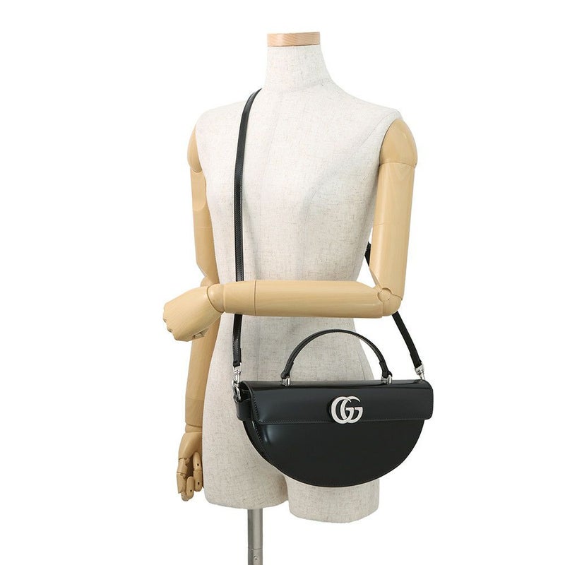 グッチ ハンドバッグ レザー GG ハーフムーン 805815 GUCCI バッグ 2way ショルダーバッグ 黒