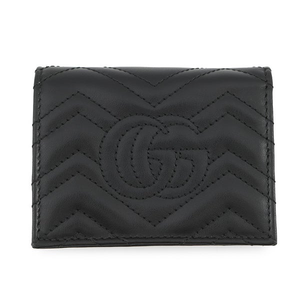 グッチ 二つ折り財布 GGマーモント ダブルG ミニウォレット 466492 GUCCI 財布 シェブロン キルティング カードケース 黒