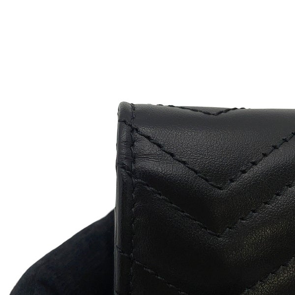 グッチ 二つ折り財布 GGマーモント ダブルG ミニウォレット 466492 GUCCI 財布 シェブロン キルティング カードケース 黒